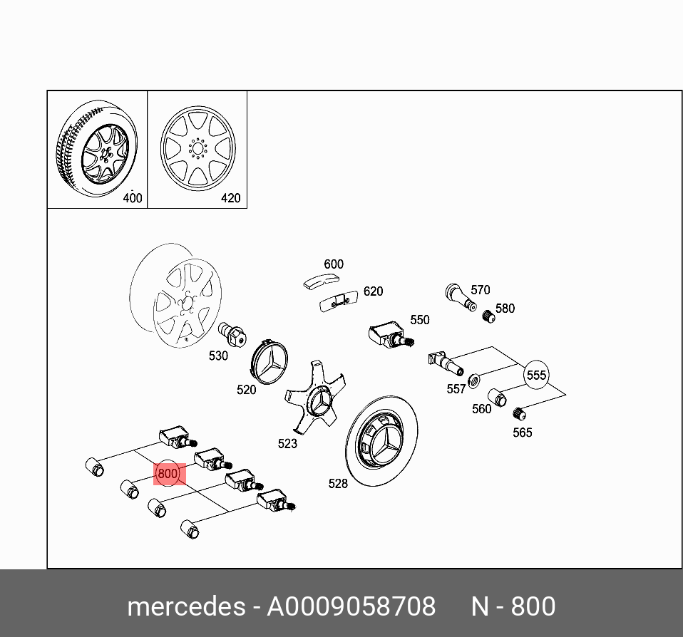 A 000 905 87 08 Комплект датчиков давления шин MERCEDES BENZ купить, цена в  Челябинске