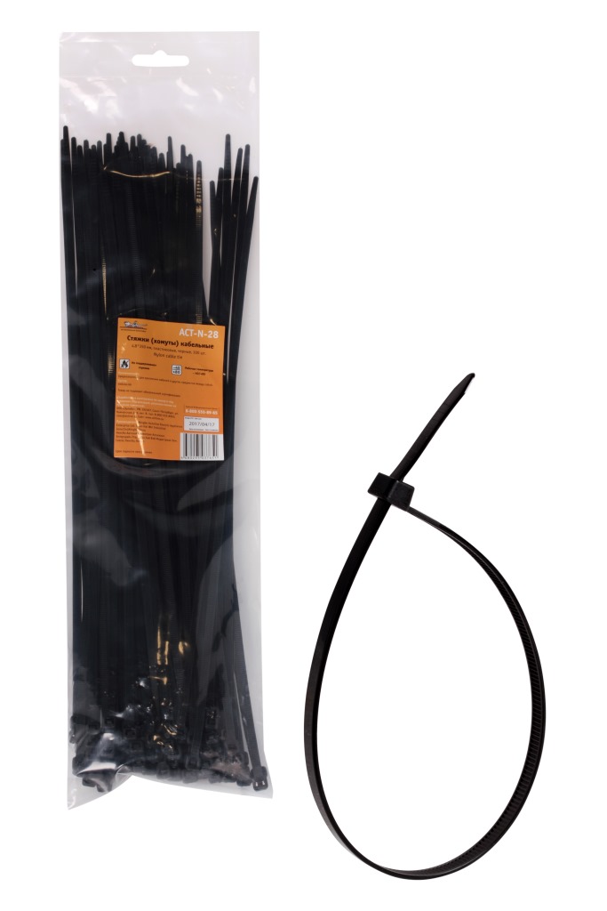 (доставка 2-3 часа)Стяжки (хомуты) кабельные 4 8*350 мм  пластиковые  черные  10