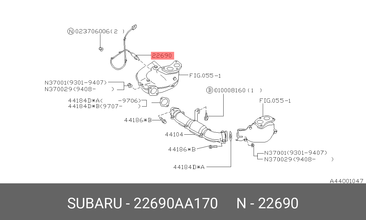 22690AA170 SUBARU Датчик кислородный (лямбда-зонд)