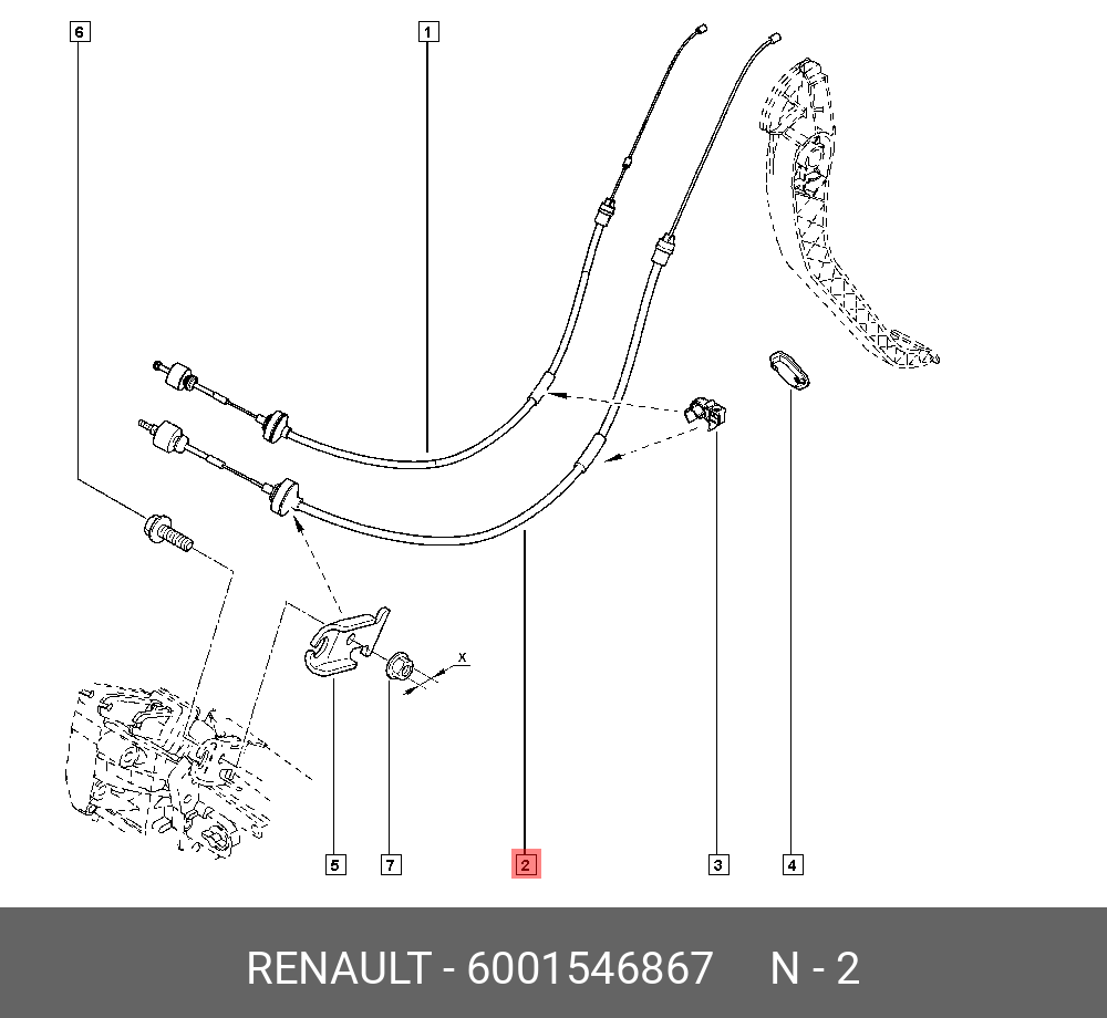 Трос сцепления (Renault) 6001546867