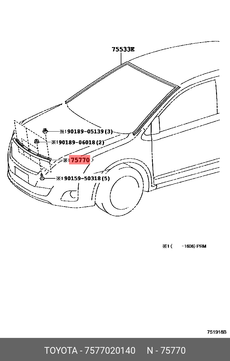 7577020140 (75770-20140) TOYOTA LEXUS Молдинг кузовной | Купить запчасть