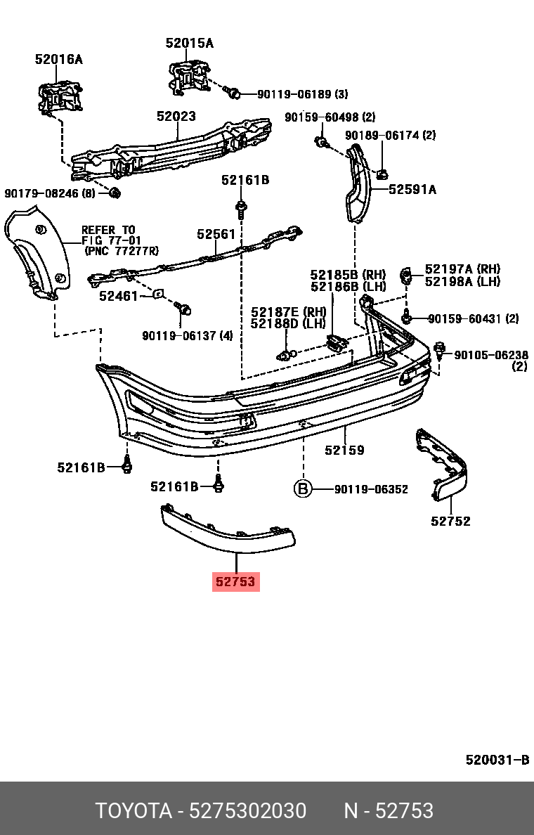 5275302030 (52753-02030) TOYOTA LEXUS Молдинг бампера | Купить запчасть