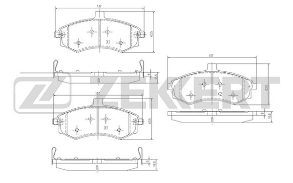 колодки тормозные передние 137*63 Hyundai Elantra III 01-, Matrix 02-