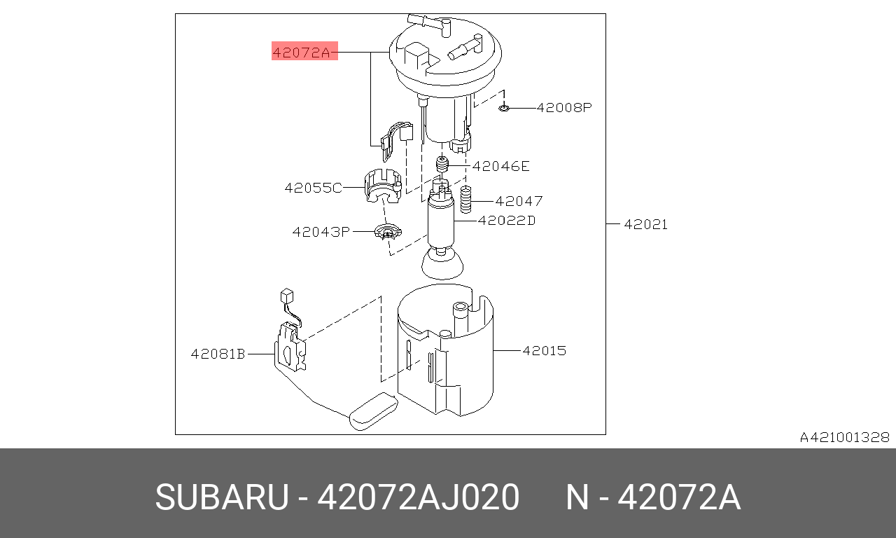 Фильтр топливный в баке   SUBARU арт. 42072AJ020