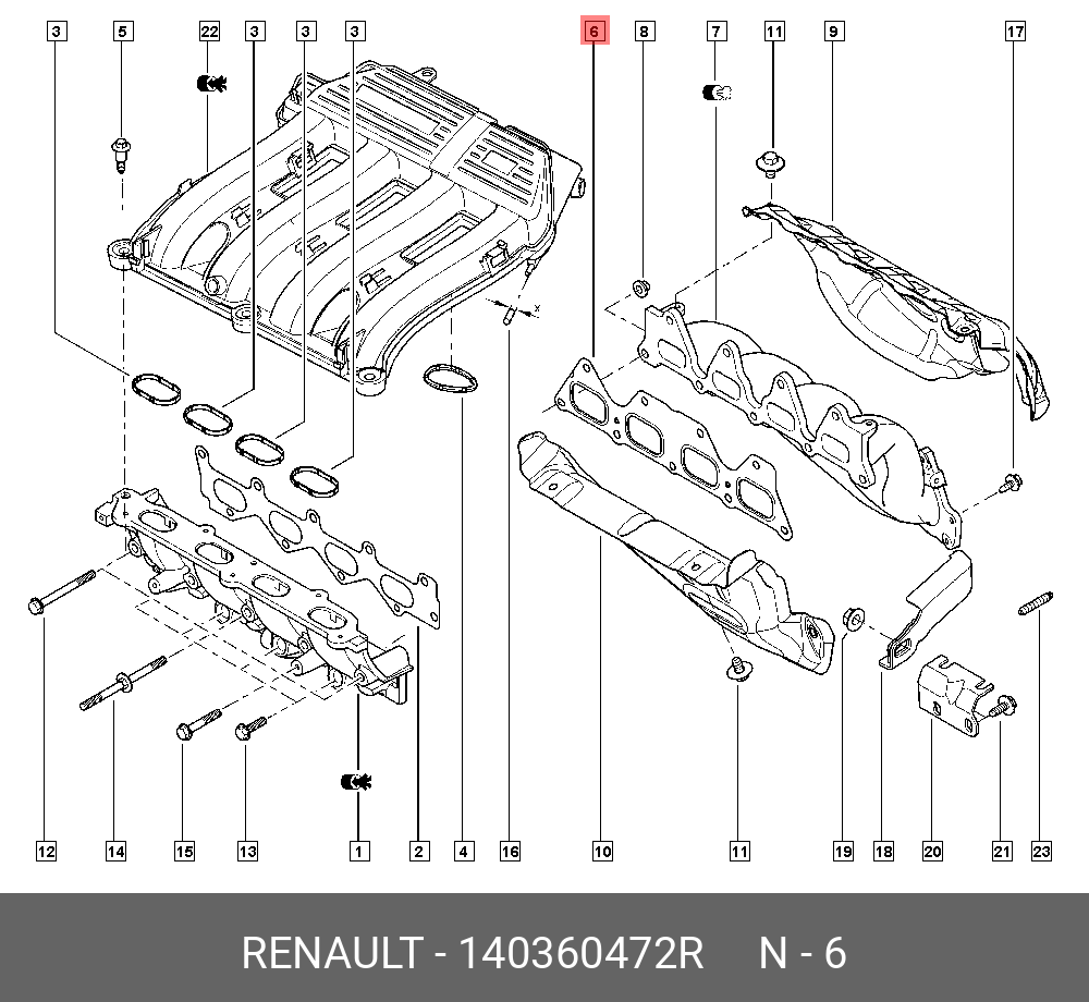 Прокладка выпускного коллектора (Renault) 140360472R