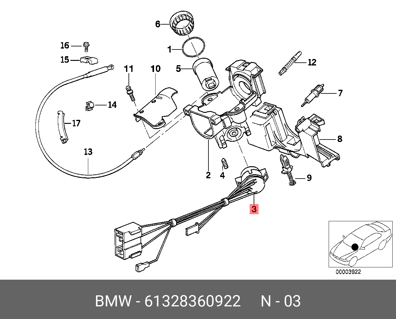 Группа контактная замка зажигания BMW 61 32 8 360 922 купить в Симферополе,  Севастополе, Крыму