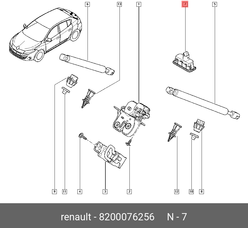 8200076256 КНОПКА ОТКРЫВАНИЯ ЗАМКА ДВЕРИ ЗАДКА RENAULT купить, цена в  Екатеринбурге