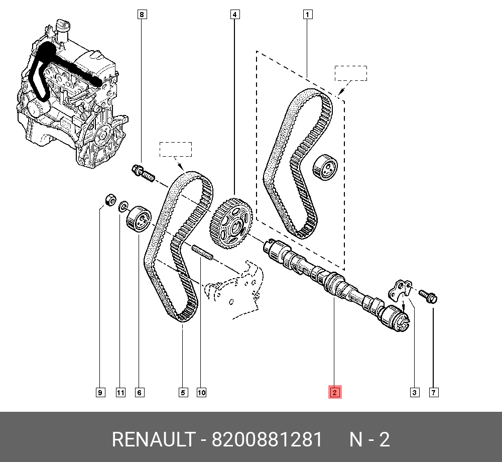 Распредвал двигателя (Renault) 8200881281