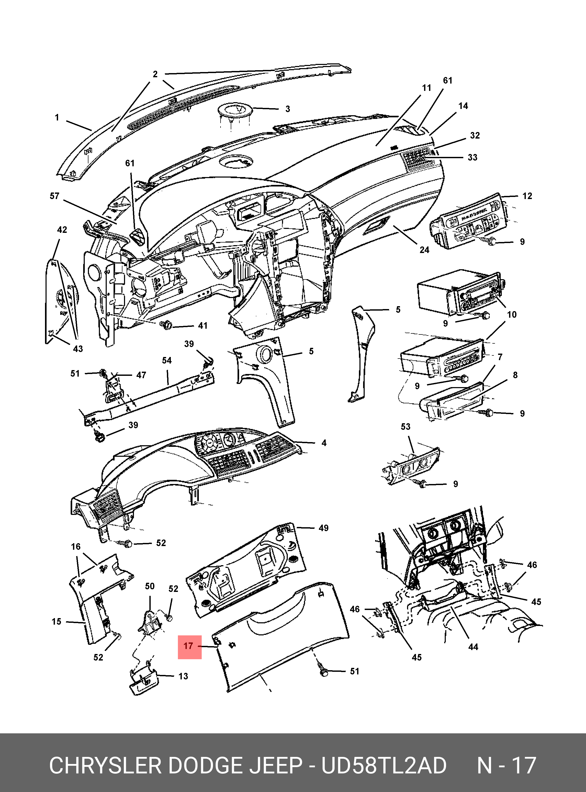 Как снять панель крайслер вояджер UD58 TL2AD CHRYSLER COVER, INSTRUMENT PANEL STEERING COLUMN OPENING