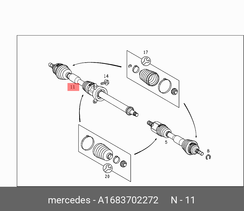 A 168 370 22 72 MERCEDES BENZ ШРУС - купить в Калининграде | Япония-Авто