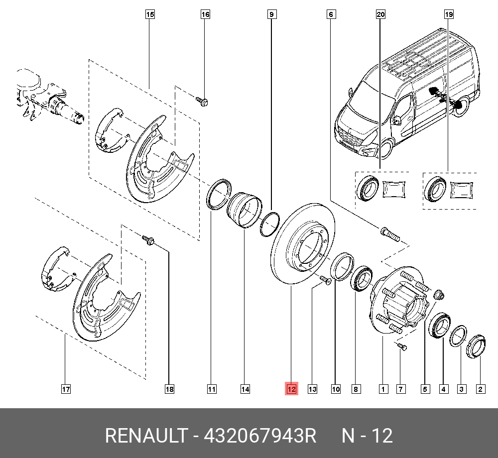 Диск тормозной, задний сдвоенные задние колеса   RENAULT арт. 432067943R