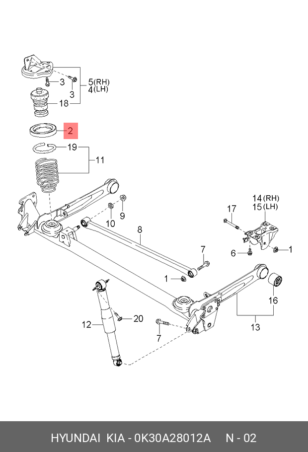  Прокладка пружины задней подвески (Kia) 0K30A28012A
