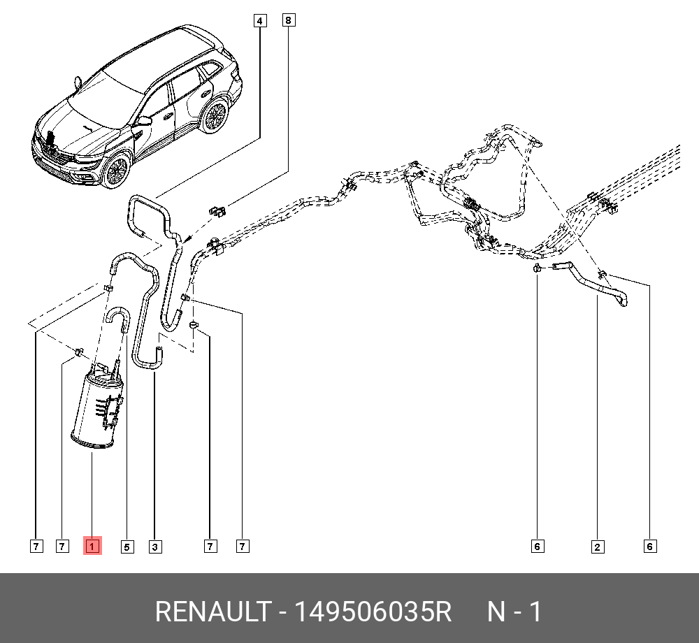 149506035R АБСОРБЕР ТОПЛ. ПАРОВ RENAULT купить, цена в Челябинске