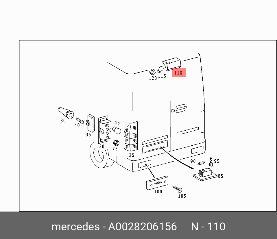 A0028206156 MERCEDES Фонарь стоп-сигнала MERCEDES Sprinter (w901  w902  w903  w904  w905)