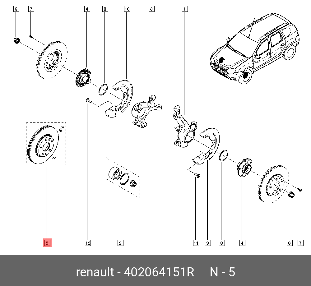 Диски тормозные, комплект, передние   RENAULT арт. 402064151R