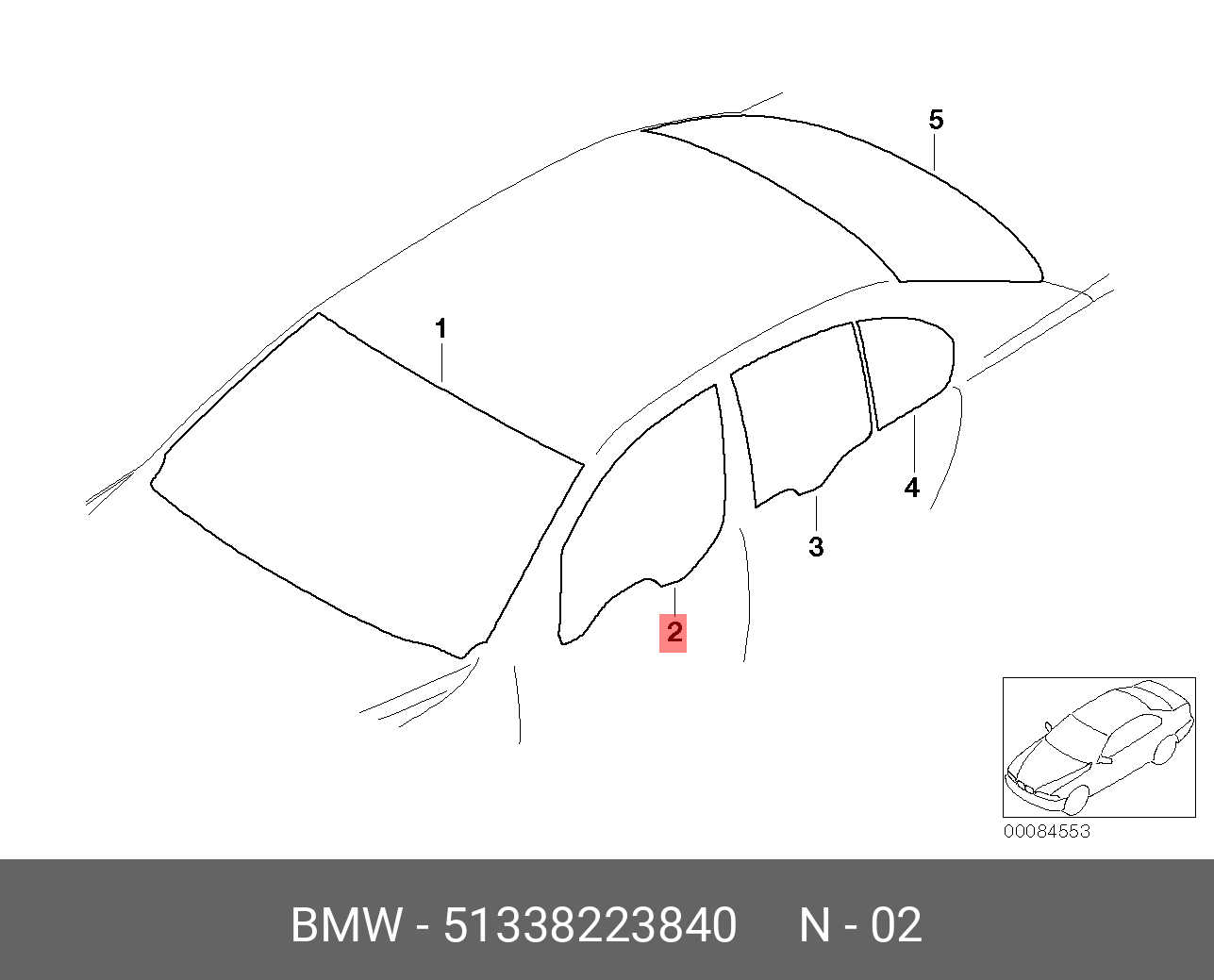 51338223840 BMW Боковое окно | Купить запчасть