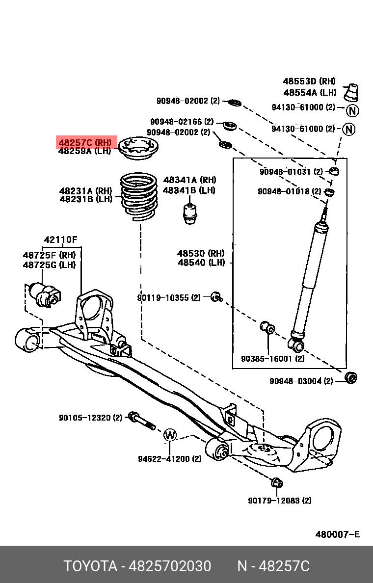 48257-02030 Прокладка пружины задней верхняя TOYOTA LEXUS купить, цена в  Челябинске