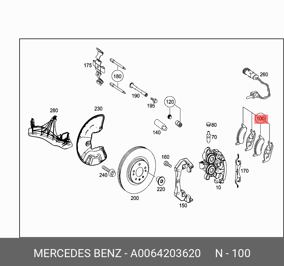 Колодки тормозные, комплект, передние   Mercedes-Benz арт. A0064203620