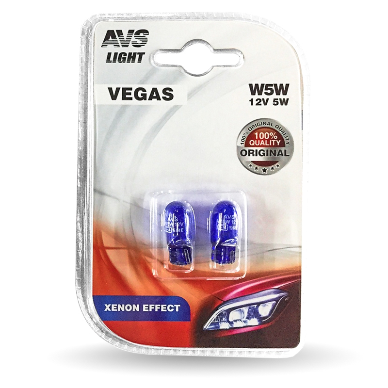  Лампа Avs "Vegas" в блистере 12v. w5w xenon effect  2 шт. A07432s