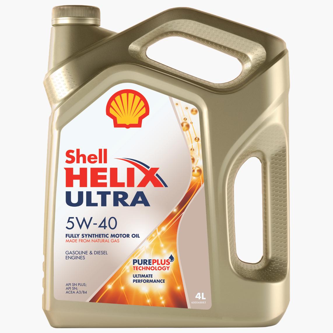 Масло моторное "SHELL Helix Ultra 5W-40 API SN;CF; ACEA A3;B3;B4", 4л