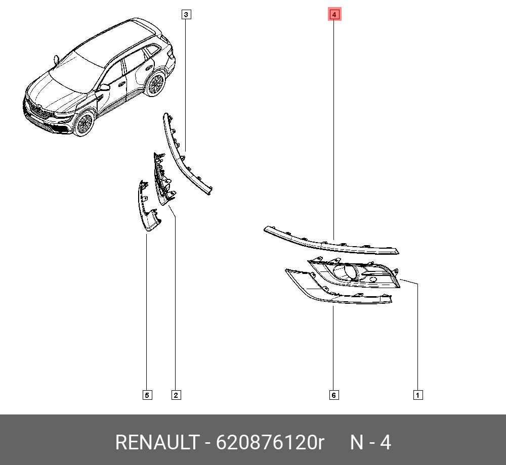 620876120R RENAULT НАКЛАДКА ПЕРЕД БАМПЕРА ЛЕВ - купить, цена в  Санкт-Петербурге