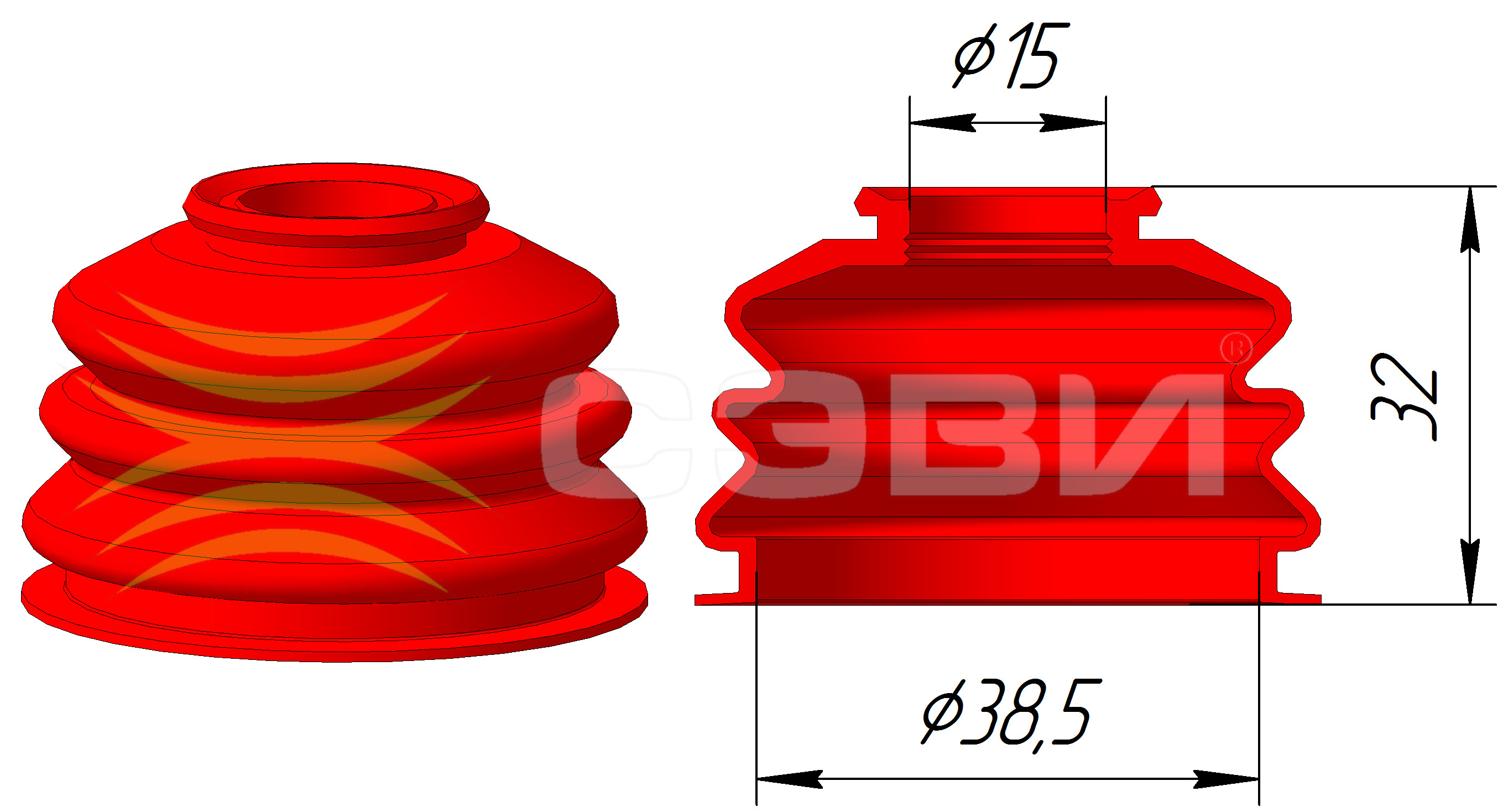 Пыльник шаровой опоры ВАЗ 2101-07 под кольцо (чехол) СЭВИ-ЭКСТРИМ (35)