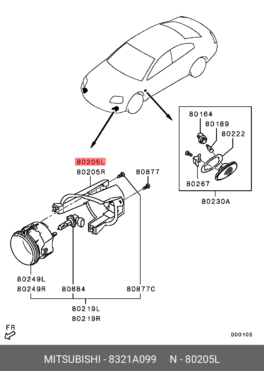 BRACKET,FR FOG LAMP,LH MITSUBISHI 8321A099 купить в Симферополе,  Севастополе, Крыму