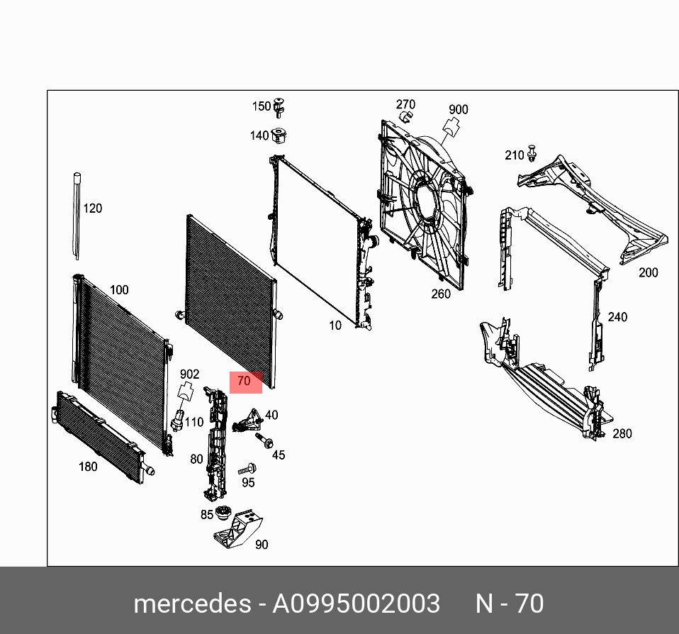 A 099 500 20 03 Радиатор системы охлаждения MERCEDES BENZ купить, цена в  Челябинске