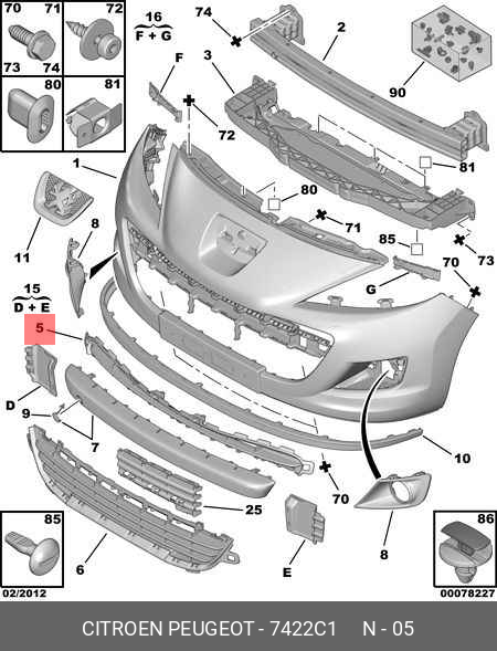 Схема переднего бампера пежо 308