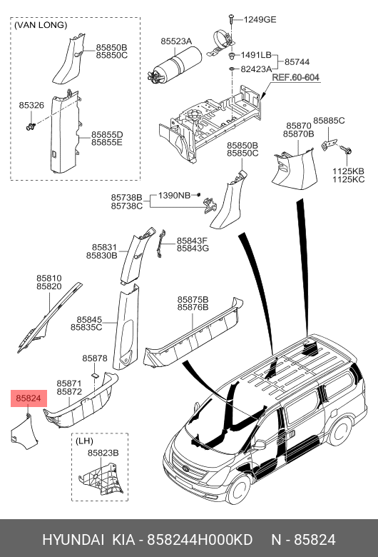  Внутренняя накладкеа порога (Hyundai) 858244h000kd