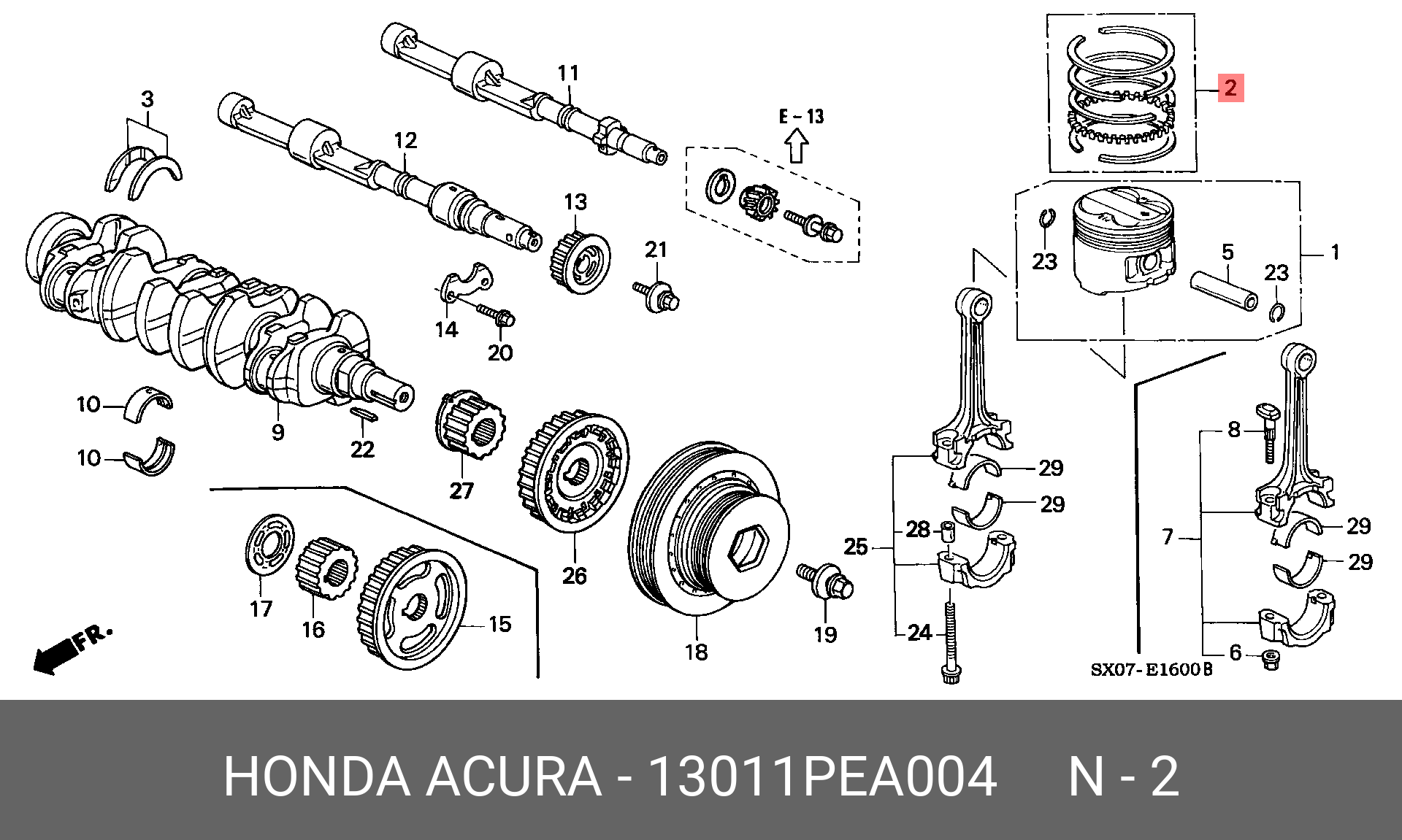 4 honda запчасти. Шкив коленвала h22a. 13011-P13-003. Шкив коленвала Хонда СРВ. 13310-PRB-a00.