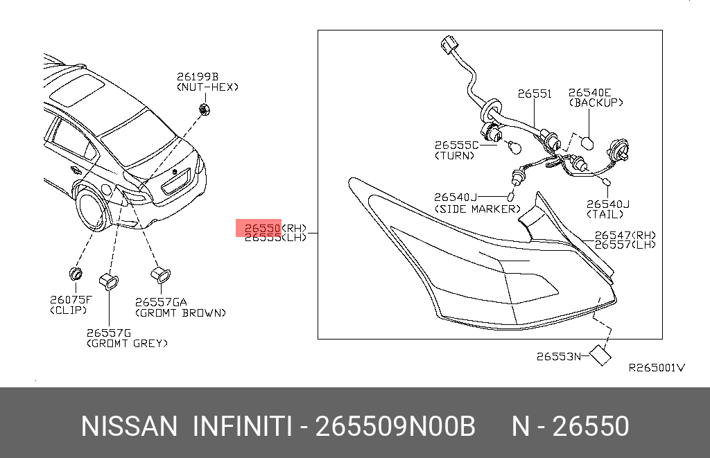 Nissan MAXIMA 10-15 TAIL LAMP RED TYC RH [2] - 26550-9N00B | Spare