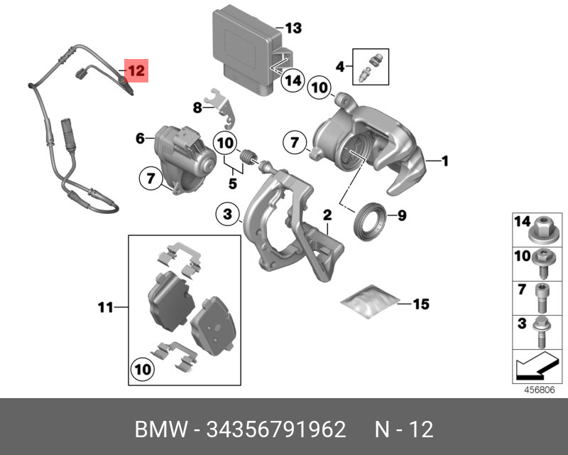 Датчик износа тормозных колодок, задний   BMW арт. 34356791962