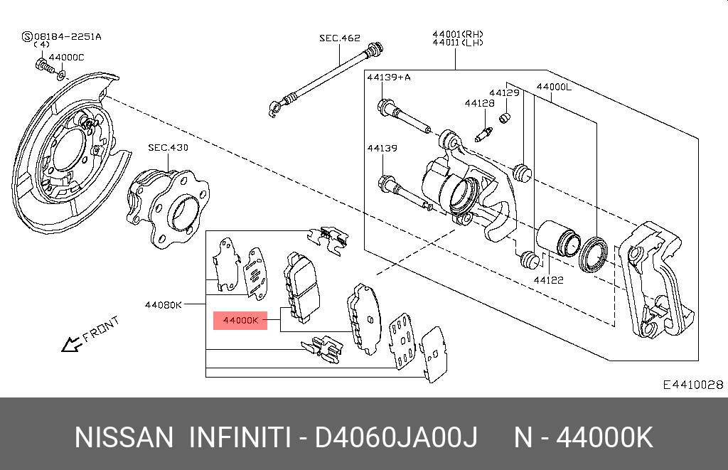 Колодки тормозные задние дисковые D4060JA00J