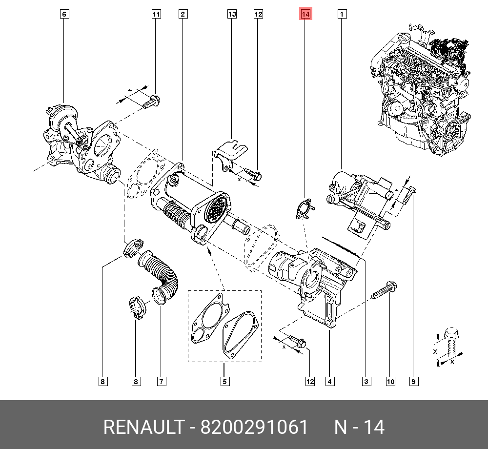 Прокладка корпуса дроссельной заслонки (Renault) 8200291061