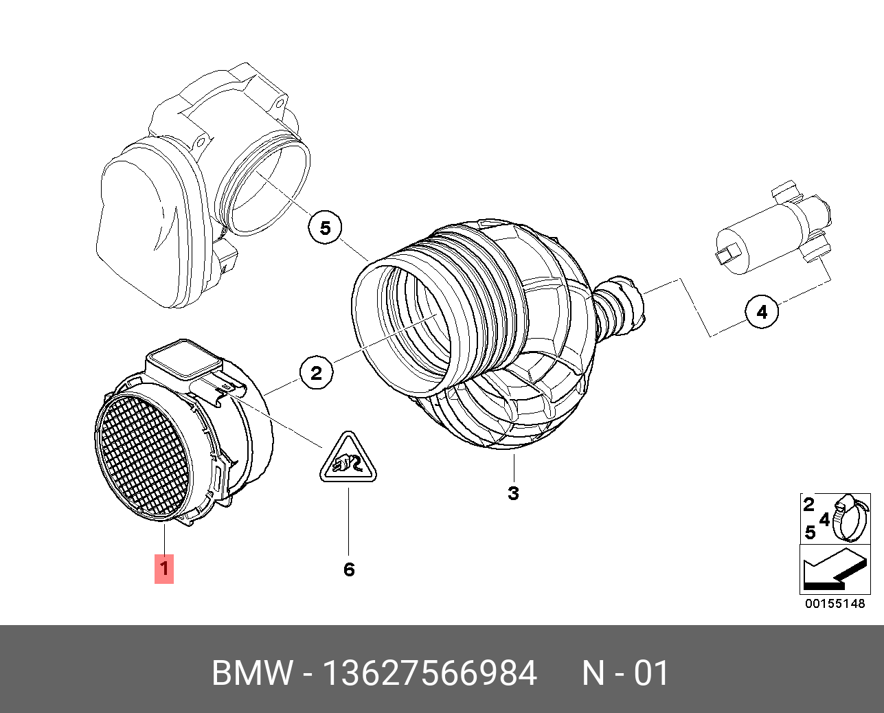 13 62 7 566 984 BMW Датчик массового расхода воздуха - ДМРВ