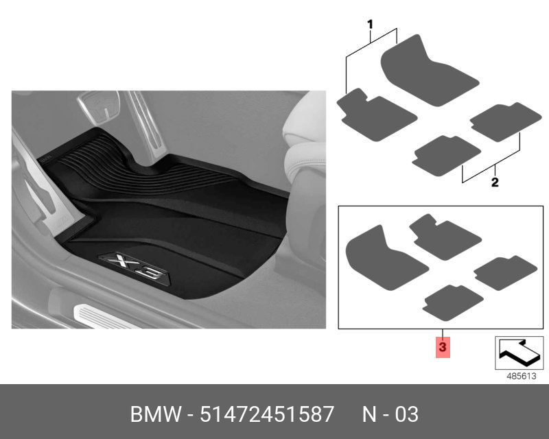 OEM GENUINE BMW X4 G02 FRONT REAR CAR FLOOR MATS ALL WEATHER 51472451587