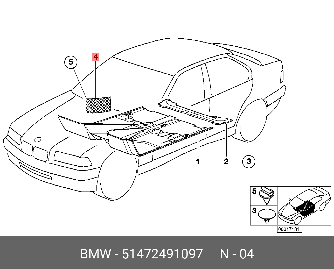 Genuine BMW E36 3 Series Z3 In Car Front Floor Storage Parcel Net 51472491097 OE
