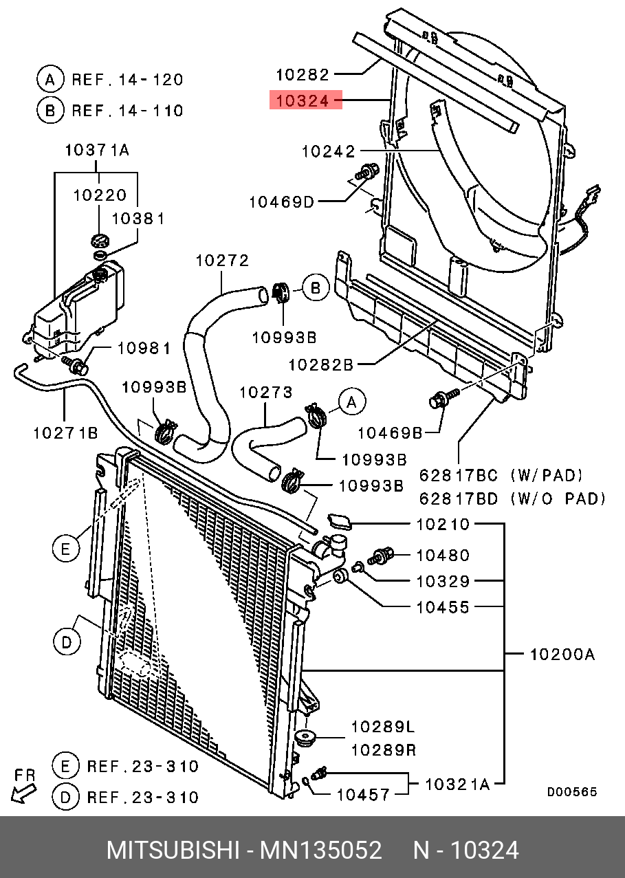 Диффузор радиатора охлаждения MN135052
