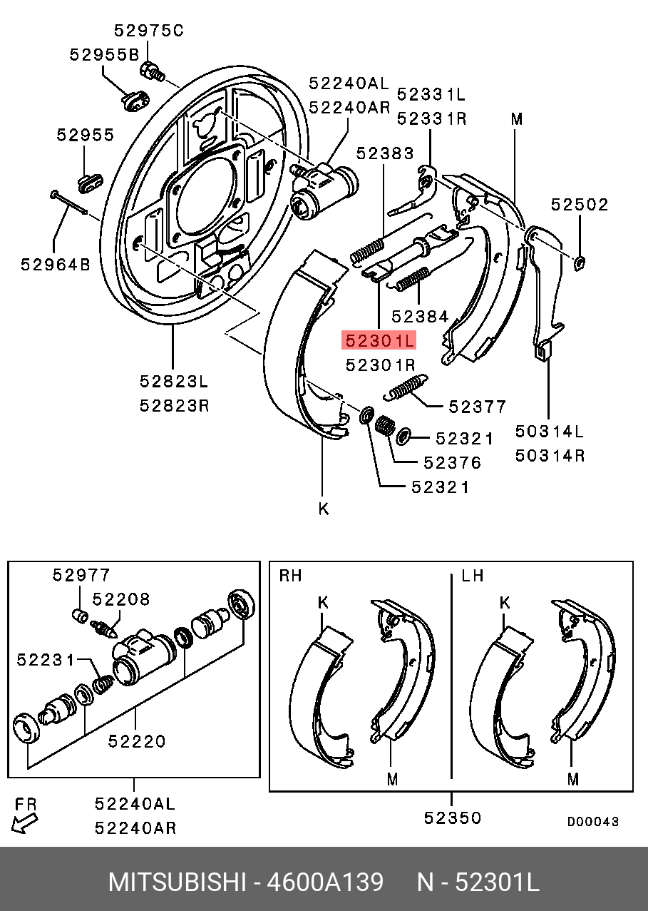 Механизм подвода (самоподвода) барабанных колодок (разводной ремкомплект) 4600A139