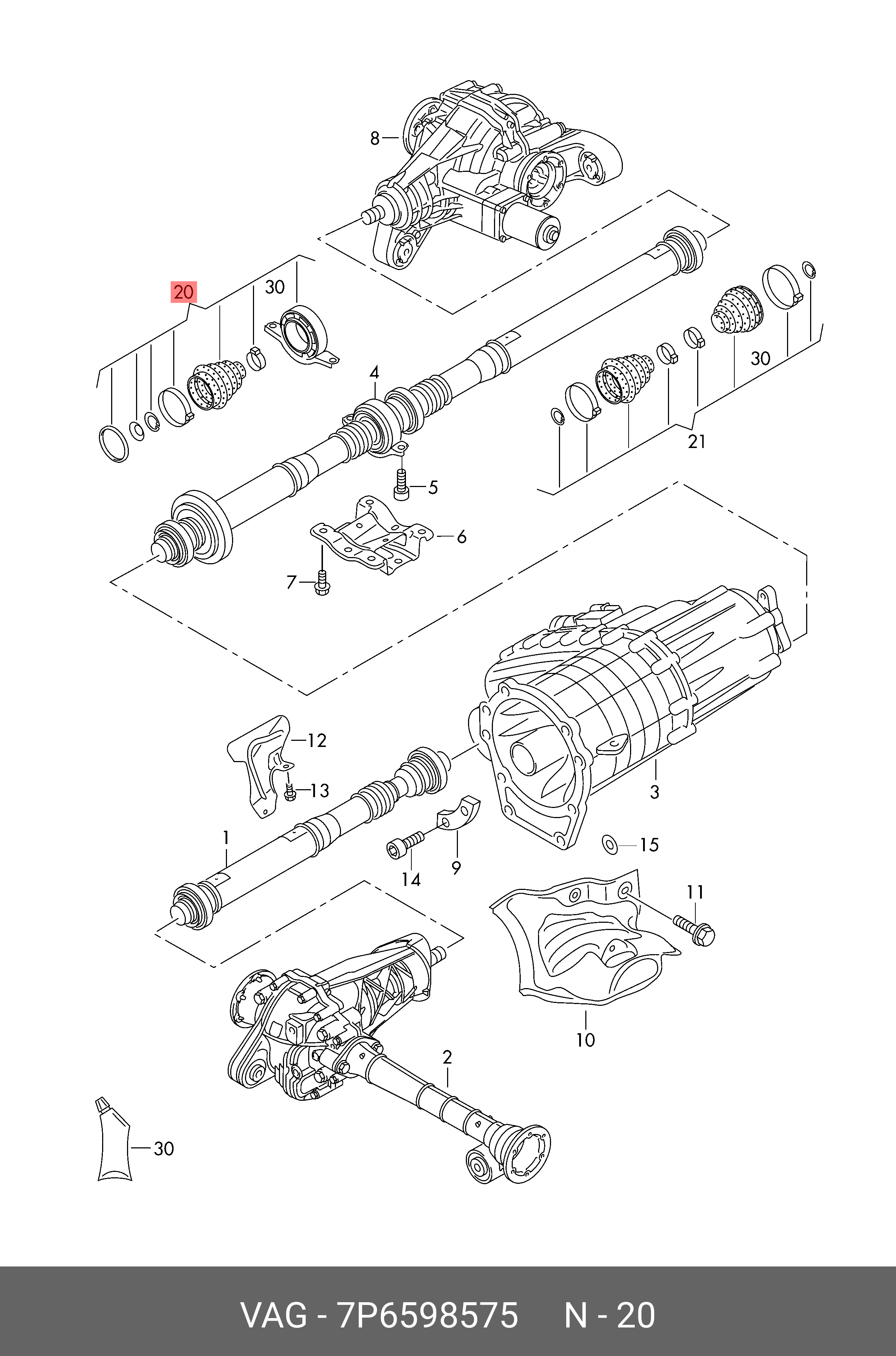 Купить Подшипник подвесной (к-кт) VAG производителя VAG артикул 7P6 598 575  в Крыму (Симферополь, Евпатория , Саки)