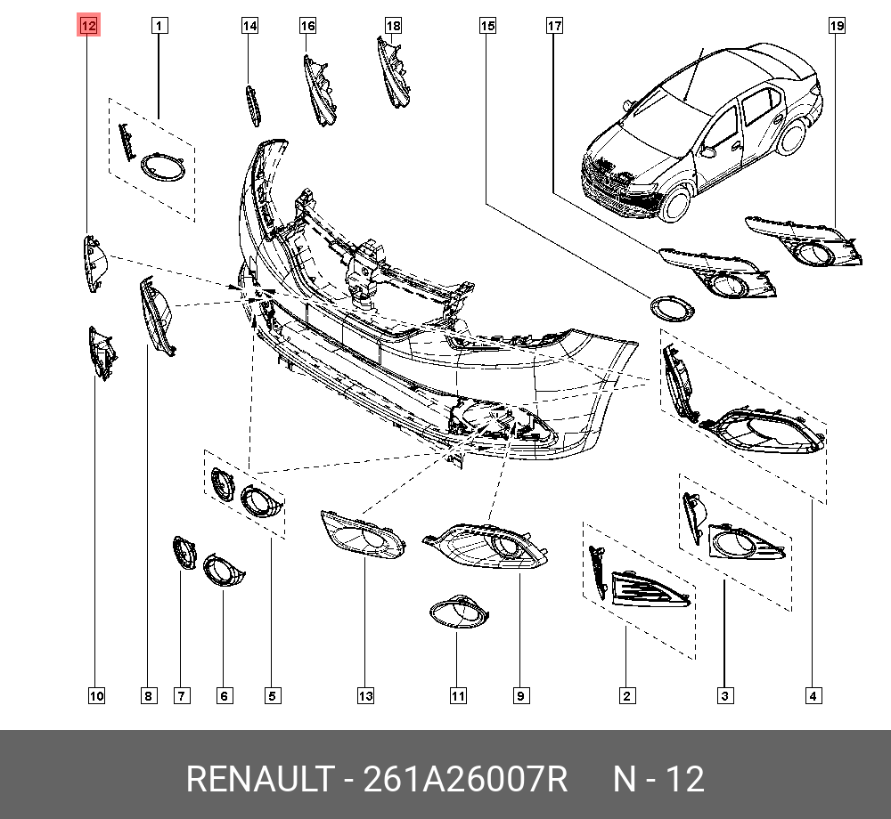 Облицовка птф хром правая (Renault) 261a26007r