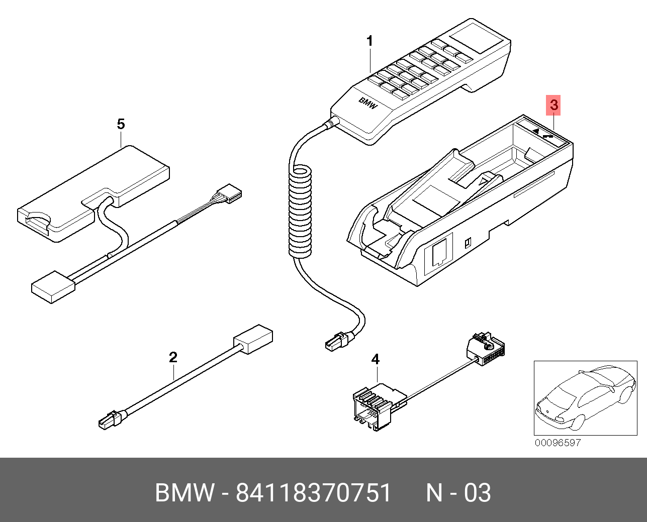 84 11 8 370 751 BMW Блок-держ.тел.трубки с клавиатурой GSM